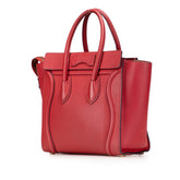 セリーヌ ラゲージ ナノ ショッパー ハンドバッグ レッド レザー レディース CELINE 【中古】